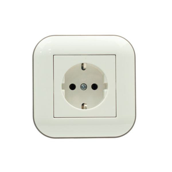 Розетка с заземлением Ovivo Loft белый+серый
