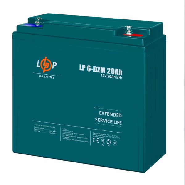 Аккумулятор тяговый свинцово-кислотный AGM LP LogicPower LP6-DZM-20Ah