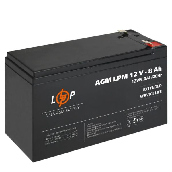 Аккумулятор свинцово-кислотный AGM LP LogicPower LPM 12V - 8Ah