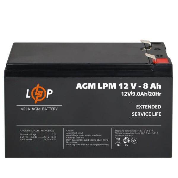 Аккумулятор свинцово-кислотный AGM LP LogicPower LPM 12V - 8Ah