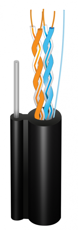 Кабель витая пара внешний с тросом медный UTP CAT5e 2P 24AWG PE-M B 500м 2x2x0,51 Finmark