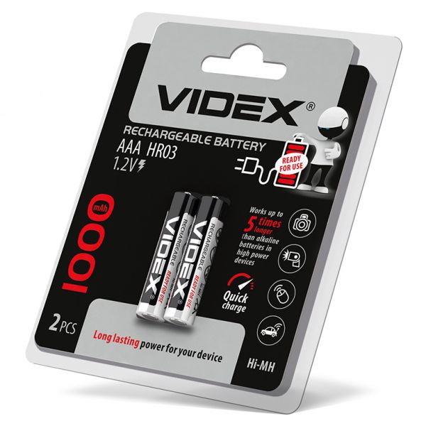 Аккумуляторы Videx HR03/AAA 1000mAh double blister/2шт (цена за 1 штуку)