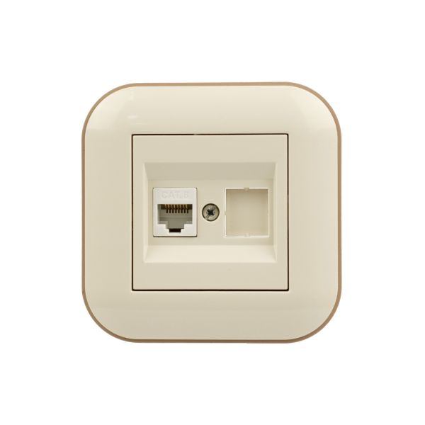 Розетка компьютерная (CAT6) Ovivo Loft кремовый+крафтовый