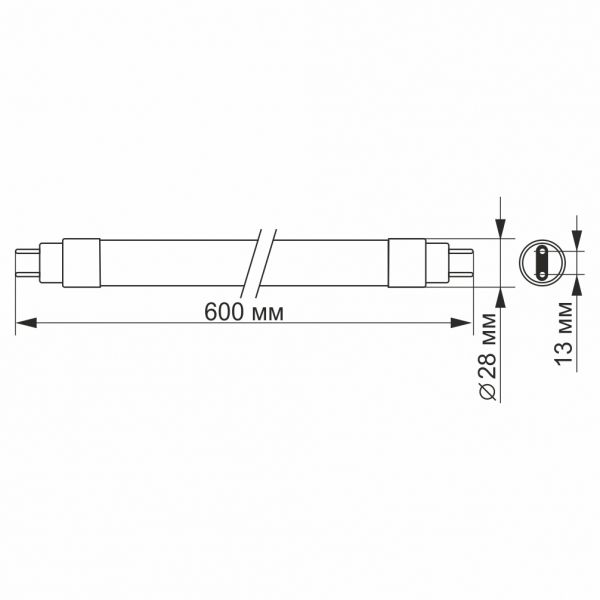 LED лампа VIDEX T8b  9W 0.6M 4100K, матовая