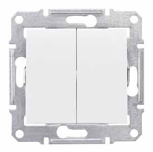 Переключатель двухклавишный проходной белый Sedna Schneider Electric SDN0600121