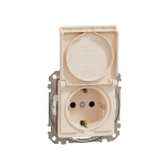 Розетка з заземленням, зі шторками, та з кришкою IP44 Бежевий Sedna Design Schneider Electric SDD212024