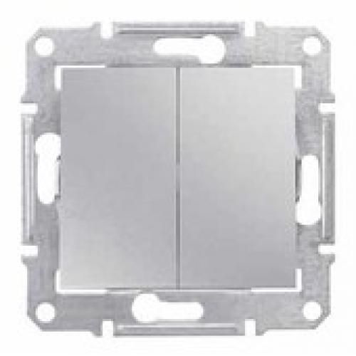 Переключатель двухклавишный проходной алюминий Sedna Schneider Electric SDN0600160