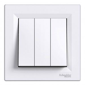 Выключатель 3-х клавишный белый Asfora Schneider Electric EPH2100121