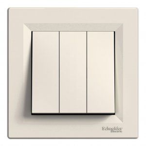 Выключатель 3-х клавишный кремовый Asfora Schneider Electric EPH2100123