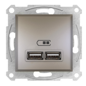 Розетка USB 2.0 port 5V DC max 2.1A бронза Asfora Schneider Electric EPH2700269