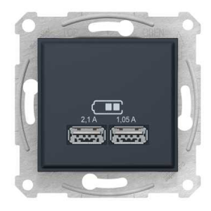 Розетка USB 2.0 port 5V DC max 2.1A антрацит Asfora Schneider Electric EPH2700271