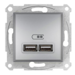 Розетка USB 2.0 port 5V DC max 2.1A алюминий Asfora Plus Schneider Electric EPH2700261