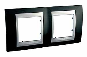 MGU66.004.093 Рамка 2м металева Unica Top Schneider Electric глянцевий родій-алюміній