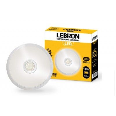 Накладной светодиодный светильник с датчиком движения 12W 960Lm 4100K Круг Lebron L-WLR-S