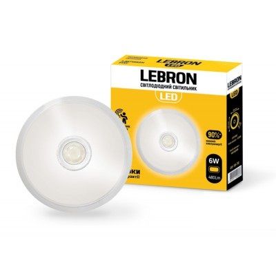 Накладной светодиодный светильник с датчиком движения 6W 480Lm 4100K Круг Lebron L-WLR-S