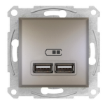 Розетка USB 2.0 port 5V DC max 2.1A бронза Asfora Schneider Electric EPH2700269