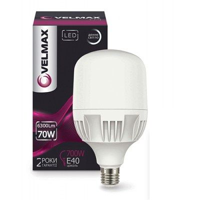 Светодиодная лампа высокомощная 70W E27-E40 6500K Velmax V-A135-70