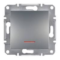 Переключатель 1-кл. проходной с подсветкой Asfora Plus Алюминий Schneider Electric EPH1500161