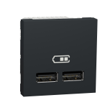 NU341854 Розетка USB подвійна 2.1А 2 модуля антрацит