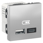 Двойная USB розетка A + C алюминий Schneider Electric Unica New