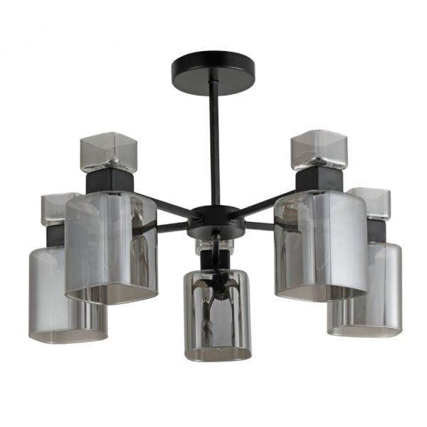 Світильник люстра Ardero BL1150-1 Olivia 5хЕ14 під лампу скло чорний
