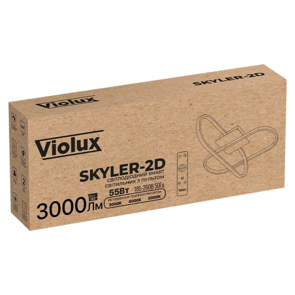 Світильник Led smart Violux Skyler-2D пульт 55W 3000-5000K IP20 чорний