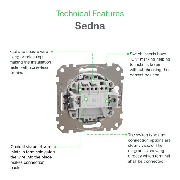 Двухклавишный выключатель Белый Sedna Design Schneider Electric SDD111105