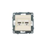 Механизм розетки компьютерной двойной (CAT6) Ovivo Grano кремовый