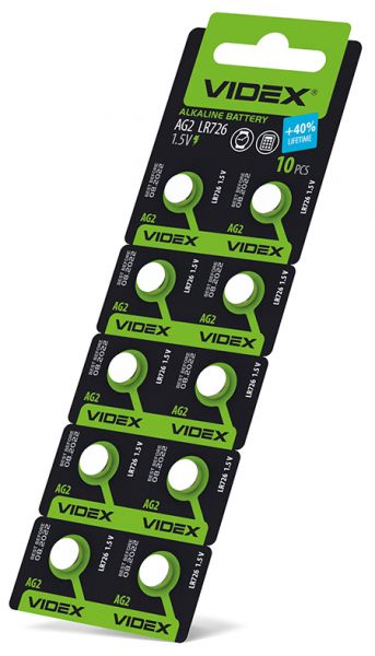 Батарейка часовая Videx AG 2/LR726 BLISTER CARD 10 шт (цена за 1 штуку)
