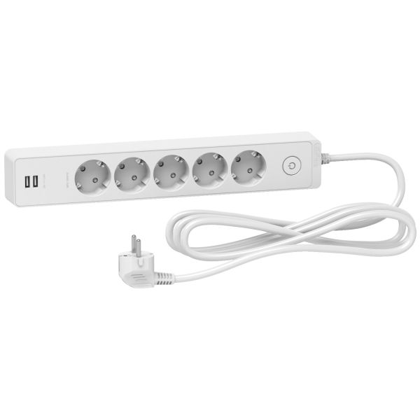 Удлинитель 5 розеток с заземлением и 2хUSB 3 метра белый Schneider Electric Unica Extend ST945U3W