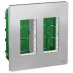 Блок unica system + скрытая установка 2х4 Алюминий NU172430 Schneider Electric