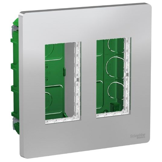 Блок unica system + скрытая установка 2х4 Алюминий NU172430 Schneider Electric