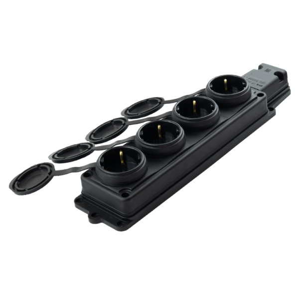 Колодка каучуковая Glauber Rubber Pro 4 гнезда 16A черная (GLB-RP-B4)