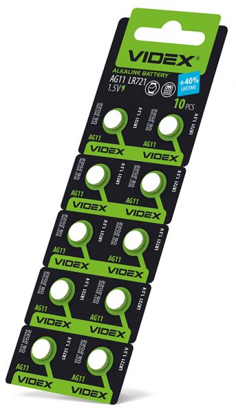 Батарейка часовая Videx AG11/LR721 BLISTER CARD 10 шт (цена за 1 штуку)