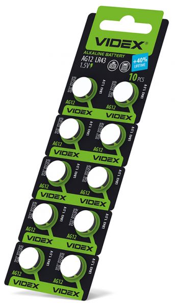 Батарейка часовая Videx AG12/LR43 BLISTER CARD 10 шт (цена за 1 штуку)