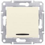 Выключатель одноклавишный с красной подсветкой слоновая кость Sedna Schneider Electric SDN0400323