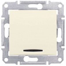 Выключатель одноклавишный с красной подсветкой слоновая кость Sedna Schneider Electric SDN0400323