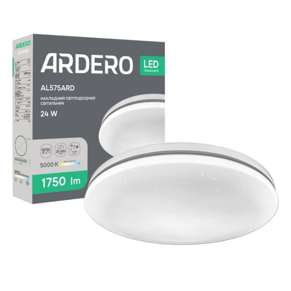 Світильник накладний led Ardero AL575ARD SILVER 24Вт 5000K IP20 білий