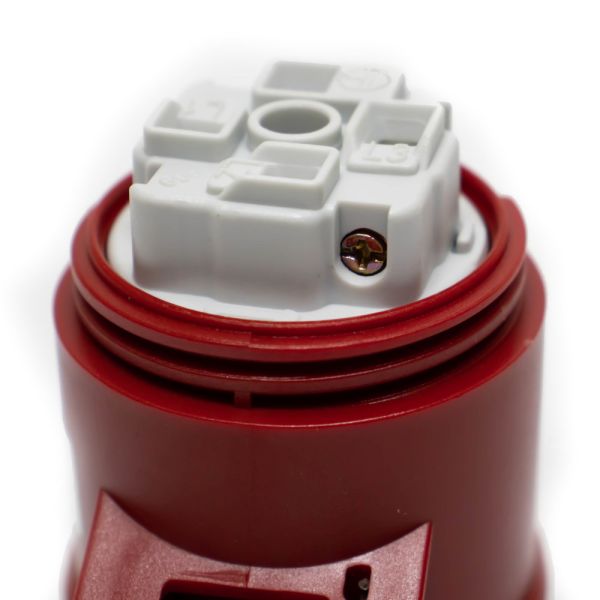 Розетка силова каучук TP electric переносна 16А-4 (3Р+РЕ) IP44 сірий червоний