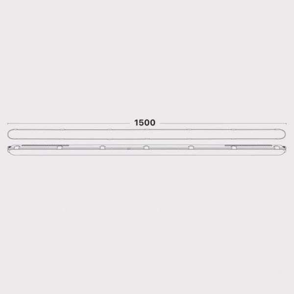 Светильник линейный Led Rayfor WL05 1500мм 60W 9600Lm 3CCT IP66 Philips 5р транзитный