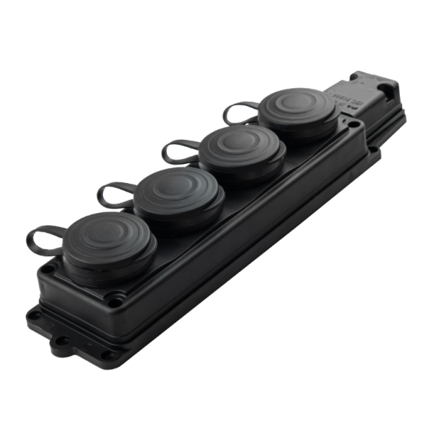 Колодка каучуковая Glauber Rubber Pro 4 гнезда 16A черная (GLB-RP-B4)