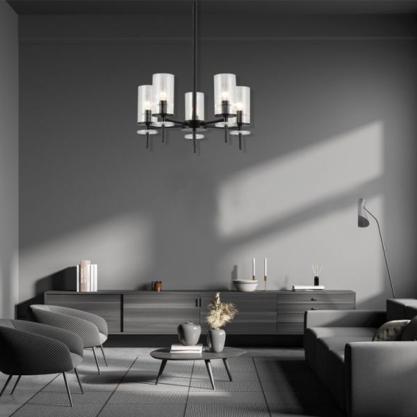 Світильник люстра Ardero BL1750-1 Chicago 5хЕ14 під лампу скло чорний