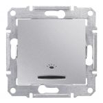 Выключатель 1-кнопочный с символом Свет и подсветкой, алюминий Sedna Schneider Electric SDN1800160