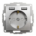 Розетка з заземленням + 2 USB тип А Матовий алюміній Sedna Elements Schneider Electric SDD170052