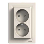 Розетка без заземления двойная кремовая Asfora Schneider Electric EPH9700123