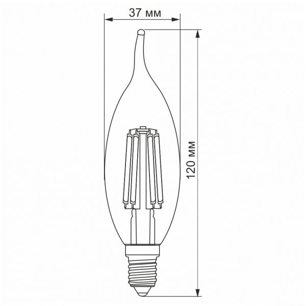 LED лампа VIDEX Filament C37Ft 6W E14 4100K