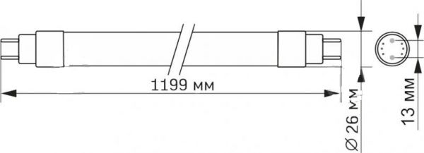 Фітолампа для рослин Т8 1200мм 18Вт FullSpectrum VIDEX
