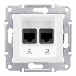 Розетка компьютерная RJ45, кат.5е, STP двойная белая Sedna Schneider Electric SDN4600121