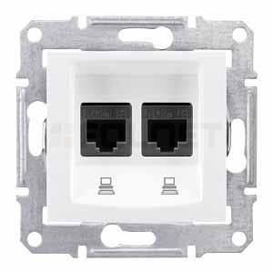 Розетка компьютерная RJ45, кат.5е, STP двойная слоновая кость Sedna Schneider Electric SDN4600123