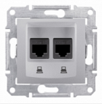 Розетка компьютерная RJ45, кат.5е, STP двойная алюминий Sedna Schneider Electric SDN4600160